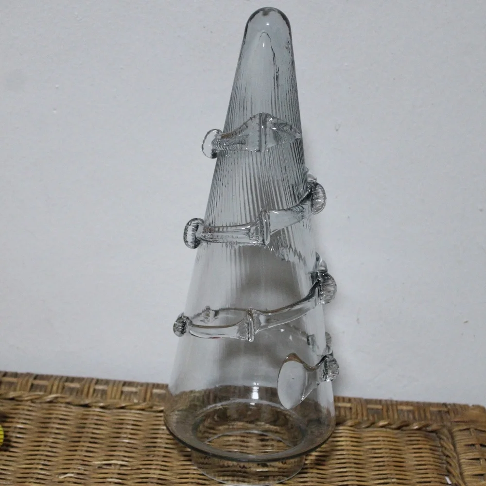 West Elm. Clear glass tabletop Christmas tree decoration. NWT